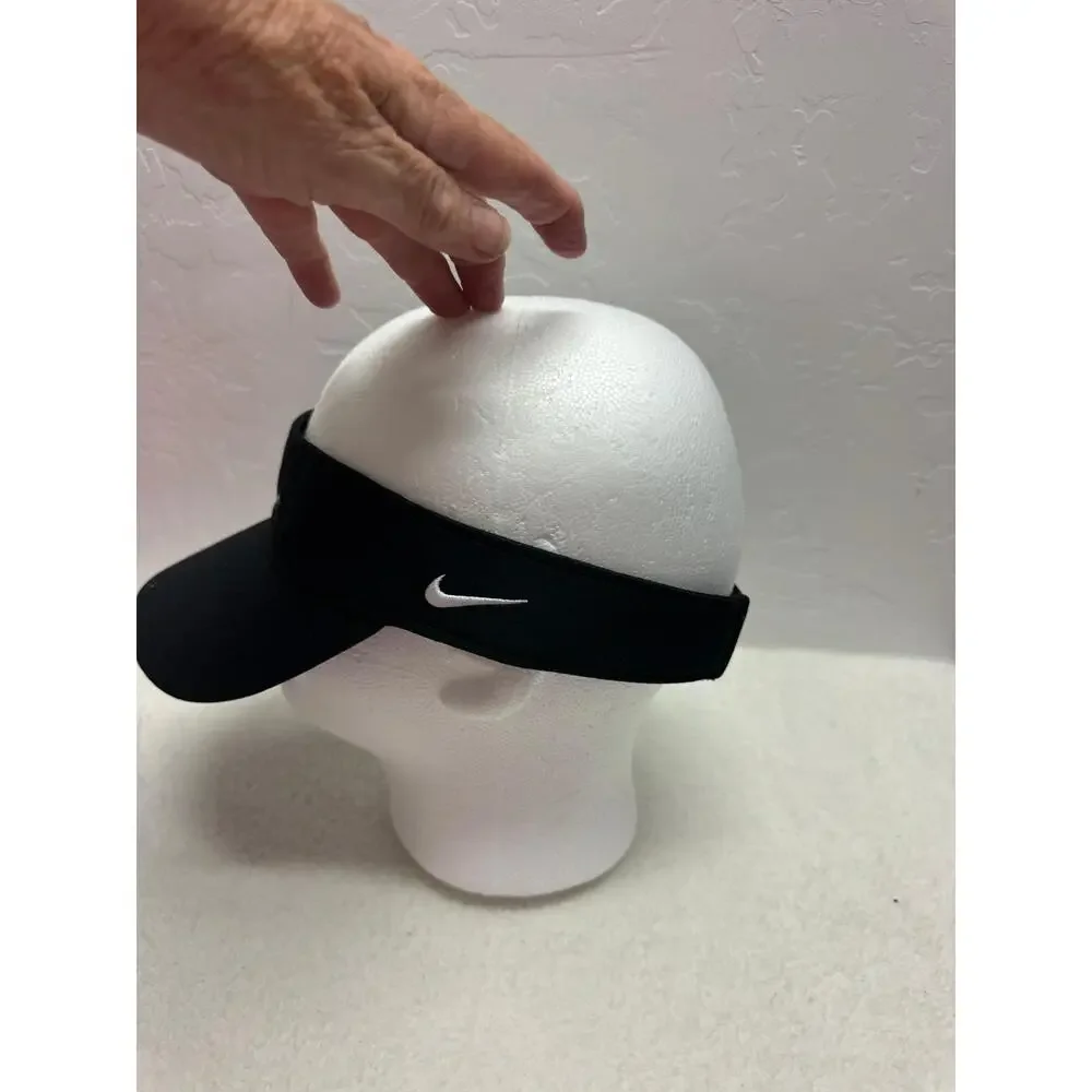 Nike Black Embroidered Adjustable Ace‎ Visor Unisex Golf Cap Medium Large